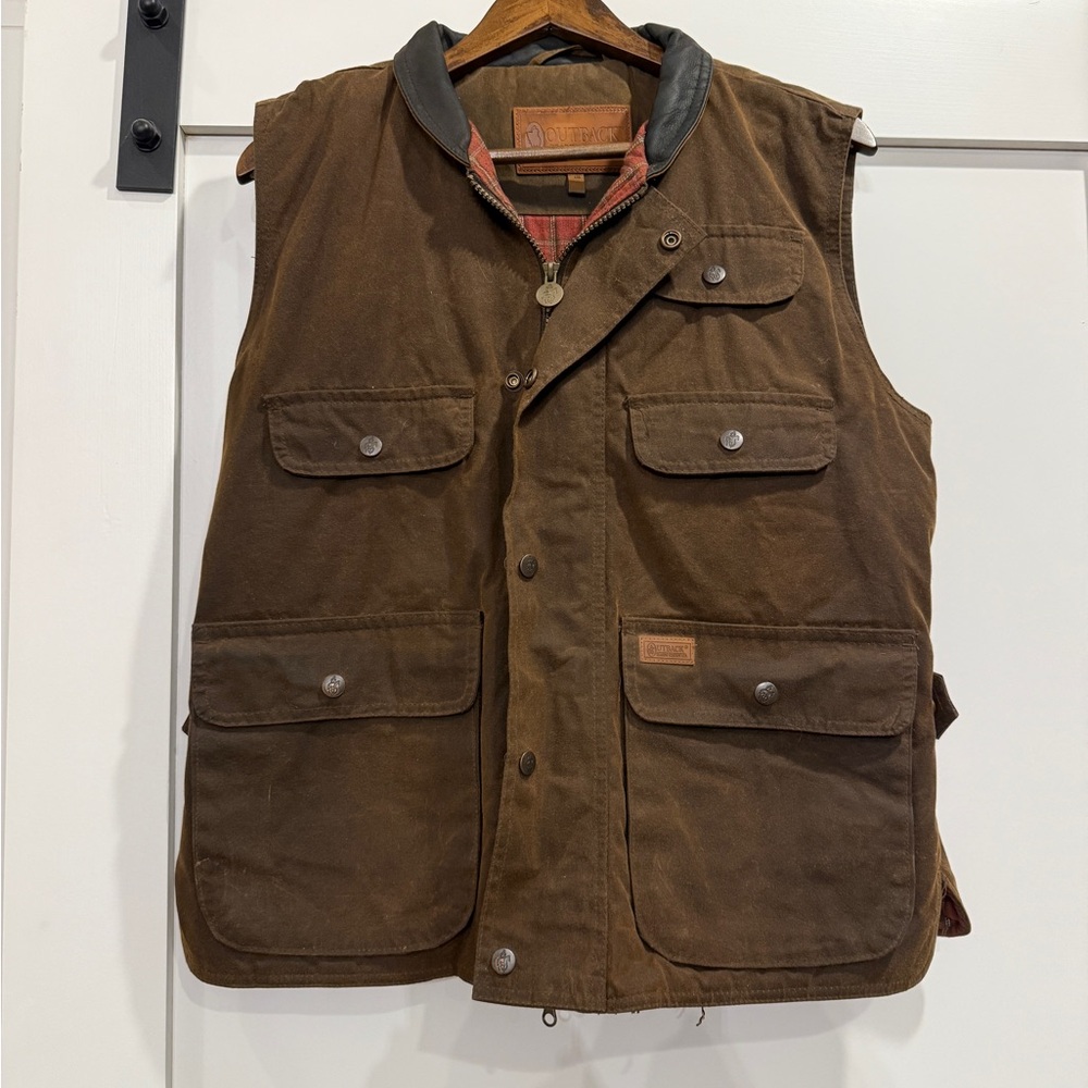 Men's Outback Oilskin Leather Brown Outdoor Vest